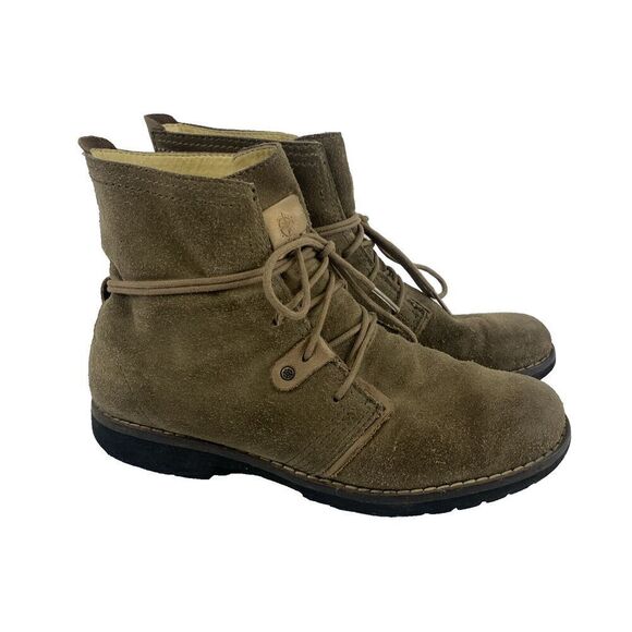 Bussola Kalahari Lady Ankle Boot Taupe Suede Wrap Lace Up Flat Womens 37 US 6.5 - Picture 1 of 12